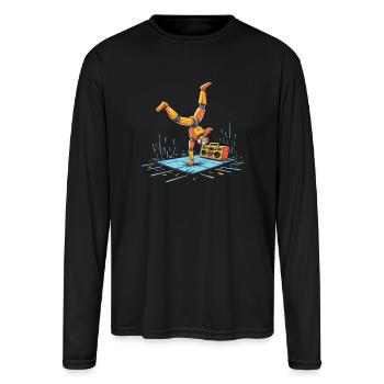Breakdance Retro Robot Dance Break Dance Children - Men's Moisture Wicking Performance Long Sleeve T-Shirt - black - Front