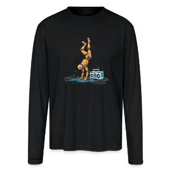 Breakdance Retro Robot Dance Break Dance Children - Men's Moisture Wicking Performance Long Sleeve T-Shirt - black - Front