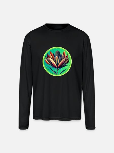 Blooming Microphone - Men's Moisture Wicking Performance Long Sleeve T-Shirt - black