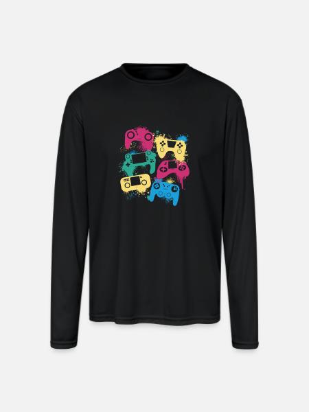 Joysticks - Men's Moisture Wicking Performance Long Sleeve T-Shirt - black