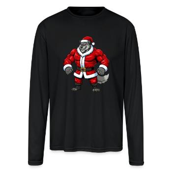 Wolf Santa Claus - Men's Moisture Wicking Performance Long Sleeve T-Shirt - black - Front