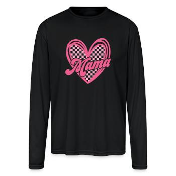 Retro Checkered Mama - Men's Moisture Wicking Performance Long Sleeve T-Shirt - black - Front
