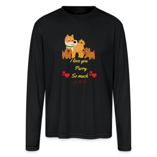 Cute Dog Family Love – “I Love You Purry So much - Men's Moisture Wicking Performance Long Sleeve T-Shirt