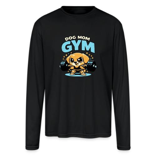 Chibi Dog Gym Workout - Men's Moisture Wicking Performance Long Sleeve T-Shirt