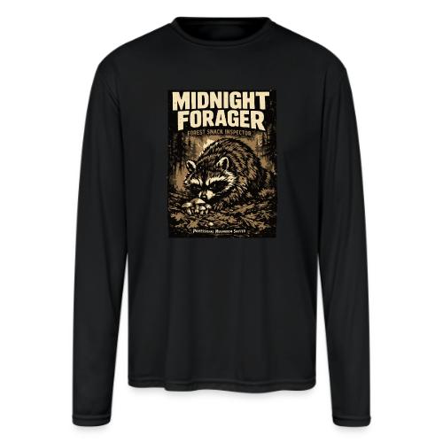 Midnight Forager Raccoon Mushroom Hunter - Men's Moisture Wicking Performance Long Sleeve T-Shirt