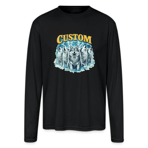 Custom Wolf Pack Howling Moon Vintage Wilderness - Men's Moisture Wicking Performance Long Sleeve T-Shirt