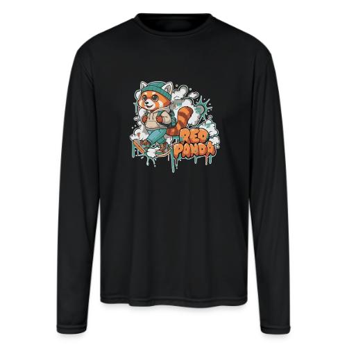 Red Panda Street Graffiti Vibes - Men's Moisture Wicking Performance Long Sleeve T-Shirt