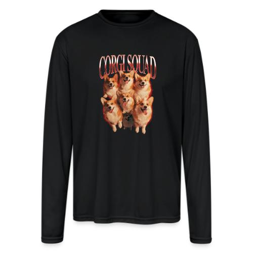 Corgi Squad Funny Dog Lover Vintage Shirt - Men's Moisture Wicking Performance Long Sleeve T-Shirt
