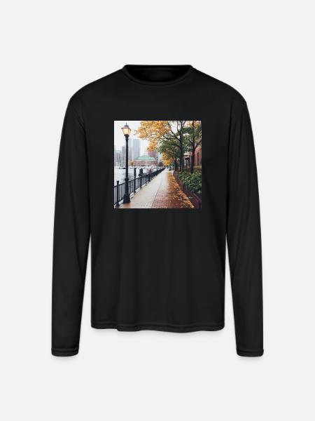 Boston, Massachusetts - Men's Moisture Wicking Performance Long Sleeve T-Shirt - black