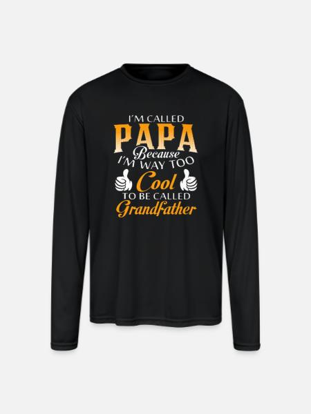 Papa - Men's Moisture Wicking Performance Long Sleeve T-Shirt - black