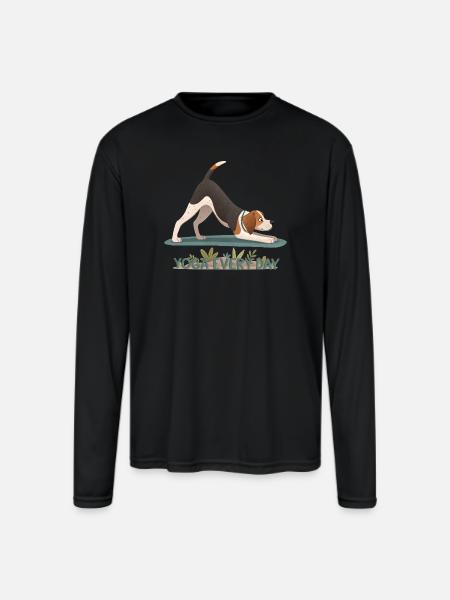 Yogi the Downward Dog - Men's Moisture Wicking Performance Long Sleeve T-Shirt - black