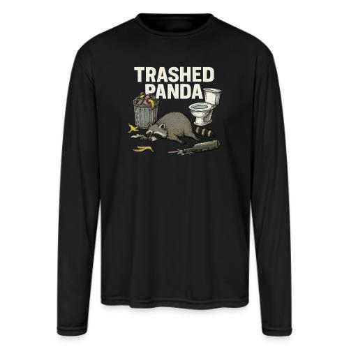 Trashed Panda – Funny Drunk Raccoon Cartoon - Men's Moisture Wicking Performance Long Sleeve T-Shirt