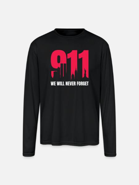 9/11 - Men's Moisture Wicking Performance Long Sleeve T-Shirt - black