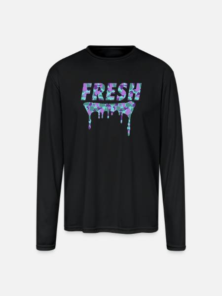 Fresh Purple Camo Drips - Men's Moisture Wicking Performance Long Sleeve T-Shirt - black