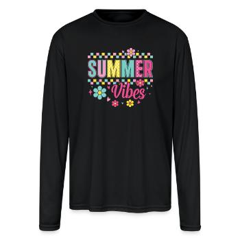 Summer Vibes Checkered Retro Summer - Men's Moisture Wicking Performance Long Sleeve T-Shirt - black - Front