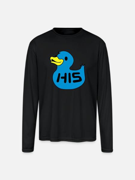 Rubber duckie his - Men's Moisture Wicking Performance Long Sleeve T-Shirt - black