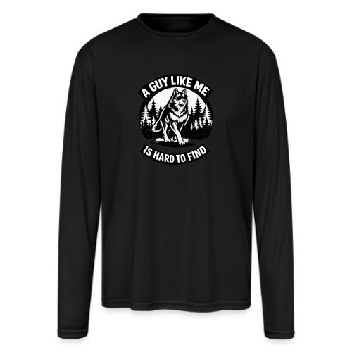 Funny Wolf Shirt – Hard to Find Retro Tee - Men's Moisture Wicking Performance Long Sleeve T-Shirt