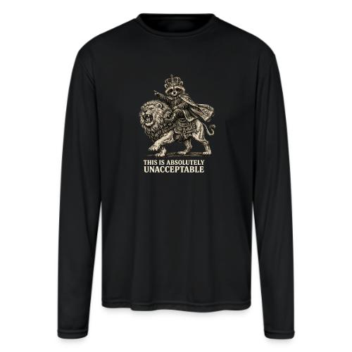 Funny Raccoon King Riding Lion Vintage Meme Art - Men's Moisture Wicking Performance Long Sleeve T-Shirt