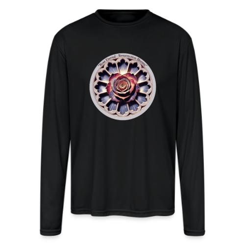 Easter Rose Resurrection T Shirt, Spring Gift - Men's Moisture Wicking Performance Long Sleeve T-Shirt