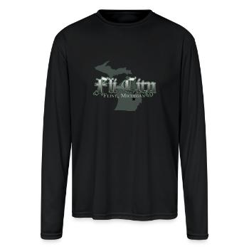 Fli-City - Men's Moisture Wicking Performance Long Sleeve T-Shirt - black - Front