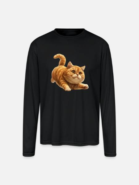 Funny Cat - Men's Moisture Wicking Performance Long Sleeve T-Shirt - black