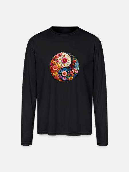 Harmony's Contrast - Men's Moisture Wicking Performance Long Sleeve T-Shirt - black
