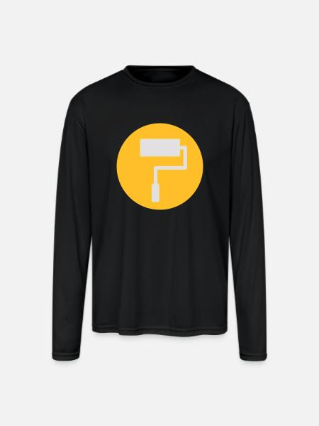 Paint Roller Symbol - Men's Moisture Wicking Performance Long Sleeve T-Shirt - black
