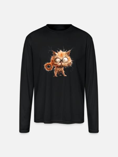 Funny Cat - Men's Moisture Wicking Performance Long Sleeve T-Shirt - black