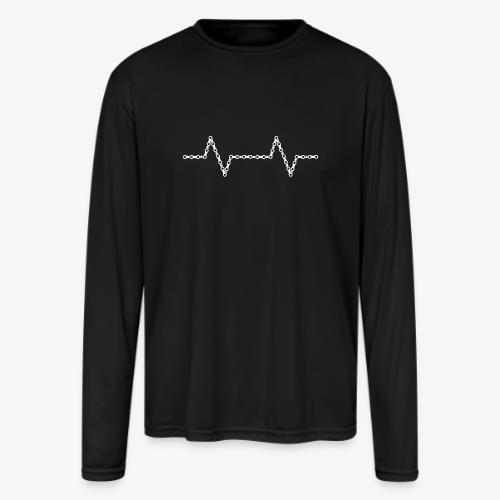 Bike Chain Heartbeat - Men's Moisture Wicking Performance Long Sleeve T-Shirt