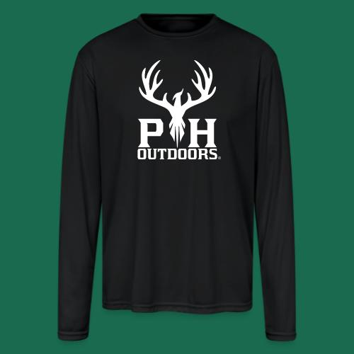 PH Outdoors® White Logo - Men's Moisture Wicking Performance Long Sleeve T-Shirt