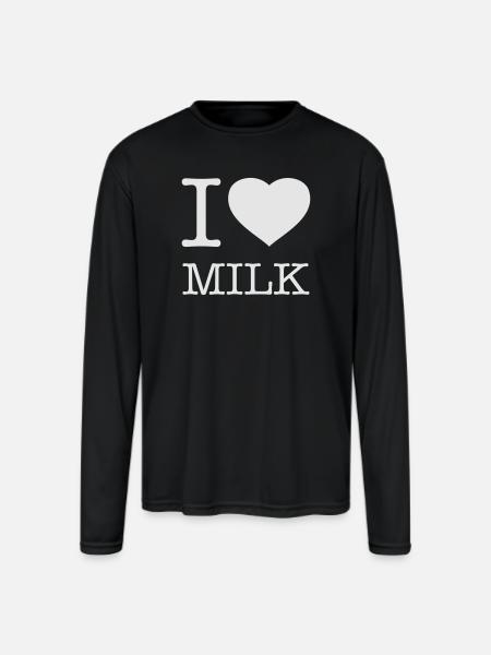 I LOVE MILK - Men's Moisture Wicking Performance Long Sleeve T-Shirt - black