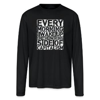 The Wrong Side (dark) - Men's Moisture Wicking Performance Long Sleeve T-Shirt - black - Front