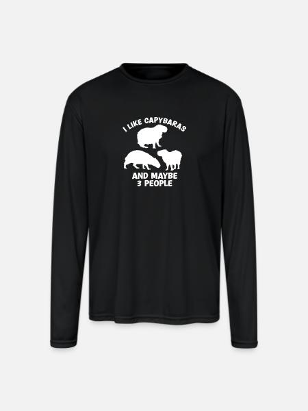 Capybara zoo animal design - Men's Moisture Wicking Performance Long Sleeve T-Shirt - black