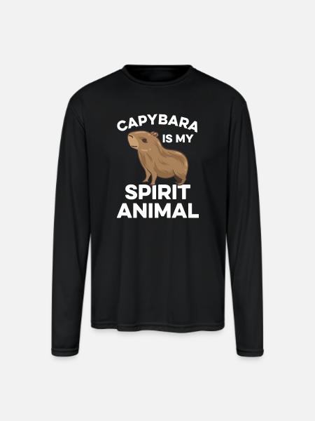 Capybara zoo animal design - Men's Moisture Wicking Performance Long Sleeve T-Shirt - black