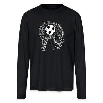 SOCCER BALL ON BRAIN X-RAY DESIGN - Men's Moisture Wicking Performance Long Sleeve T-Shirt - black - Front