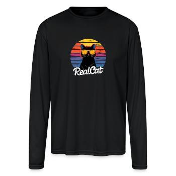 RealCat Retro Sunglasses - Men's Moisture Wicking Performance Long Sleeve T-Shirt - black - Front