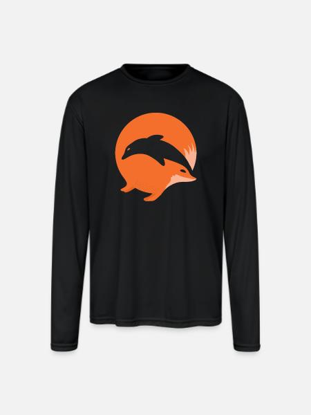 Fox or Dolphin in this fun optical illusion - Men's Moisture Wicking Performance Long Sleeve T-Shirt - black