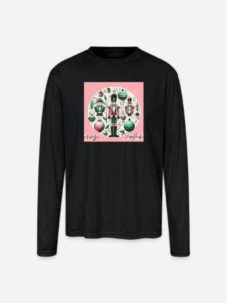 Pastel Nutcracker Holiday Medley - Men's Moisture Wicking Performance Long Sleeve T-Shirt - black