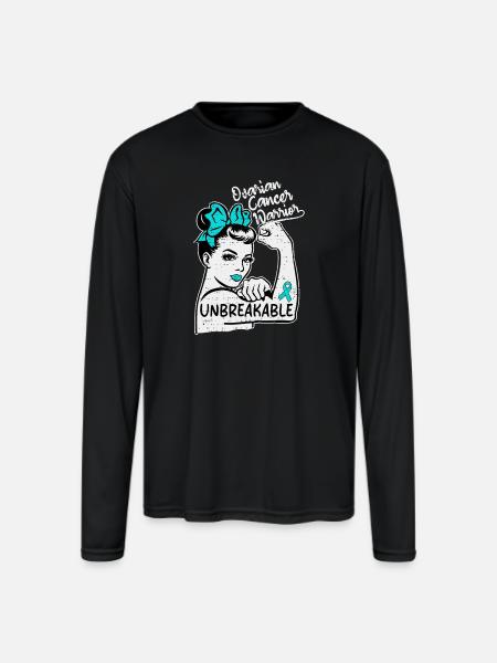 Unbreakable Ovarian Cancer Warrior - Men's Moisture Wicking Performance Long Sleeve T-Shirt - black