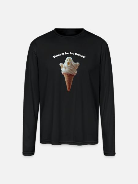 Scream Ghost Ice Cream Cone - Men's Moisture Wicking Performance Long Sleeve T-Shirt - black