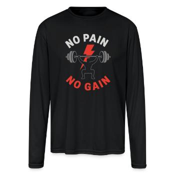 No Pain No Gain Gym - Men's Moisture Wicking Performance Long Sleeve T-Shirt - black - Front