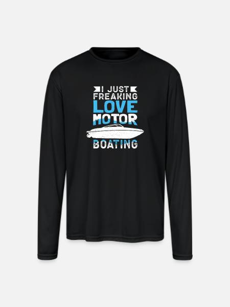 Motorboat Love Motor Boating - Men's Moisture Wicking Performance Long Sleeve T-Shirt - black