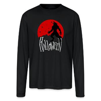 Howling wolf - Men's Moisture Wicking Performance Long Sleeve T-Shirt - black - Front