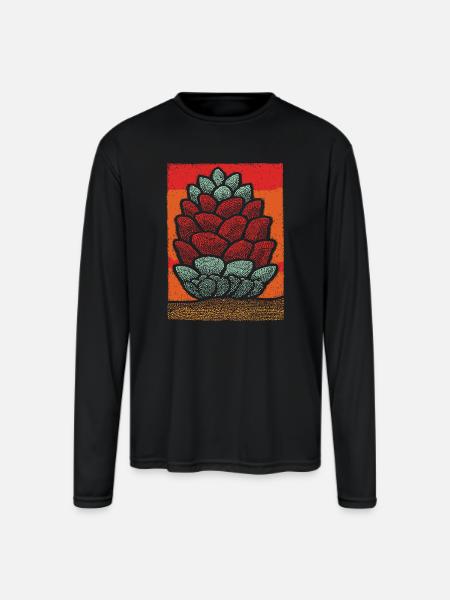 Stacked Pine Cone Pop Art - Men's Moisture Wicking Performance Long Sleeve T-Shirt - black