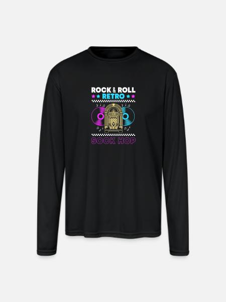 Music 50s Retro Sock Hop - Men's Moisture Wicking Performance Long Sleeve T-Shirt - black