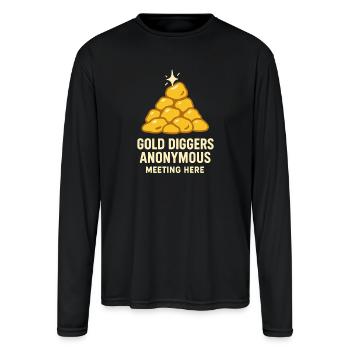 Gold Panning Hobby Gift Creek Pan Sluice - Men's Moisture Wicking Performance Long Sleeve T-Shirt - black - Front