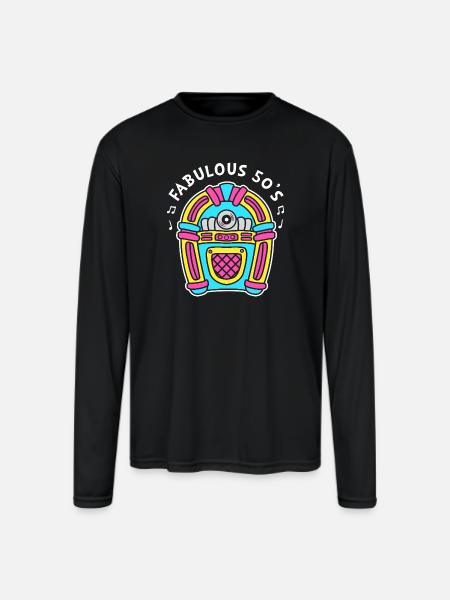Jukebox 50s Sock Hop Dancer - Men's Moisture Wicking Performance Long Sleeve T-Shirt - black