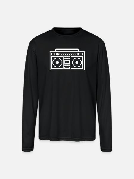 Retro Ghettoblaster Boombox - Men's Moisture Wicking Performance Long Sleeve T-Shirt - black