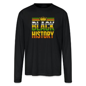 Pan African Crown Black History - Men's Moisture Wicking Performance Long Sleeve T-Shirt - black - Front