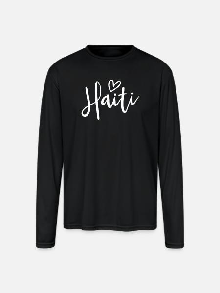 Haiti Heart Women's Love Haiti - Men's Moisture Wicking Performance Long Sleeve T-Shirt - black